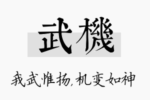 武机名字的寓意及含义