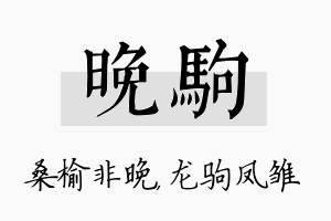 晚驹名字的寓意及含义