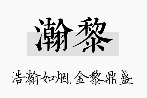 瀚黎名字的寓意及含义