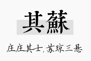 其苏名字的寓意及含义