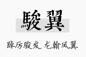 骏翼名字的寓意及含义