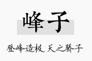 峰子名字的寓意及含义