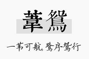 苇鸳名字的寓意及含义