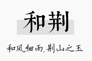 和荆名字的寓意及含义