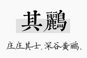 其鹂名字的寓意及含义