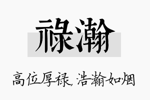 禄瀚名字的寓意及含义