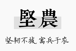 坚农名字的寓意及含义