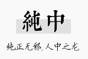 纯中名字的寓意及含义