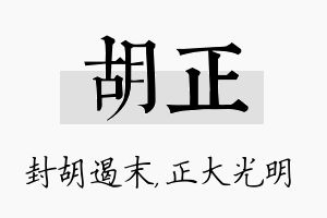 胡正名字的寓意及含义