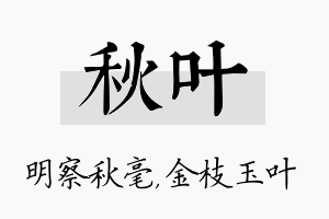 秋叶名字的寓意及含义