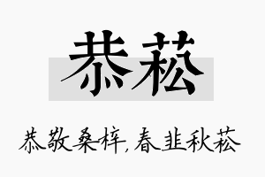 恭菘名字的寓意及含义