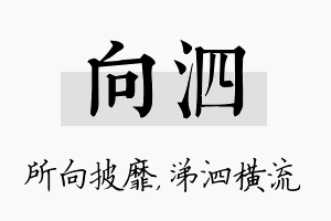 向泗名字的寓意及含义