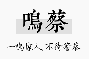 鸣蔡名字的寓意及含义