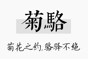 菊骆名字的寓意及含义