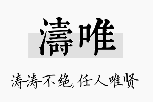 涛唯名字的寓意及含义