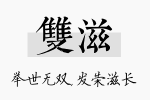 双滋名字的寓意及含义