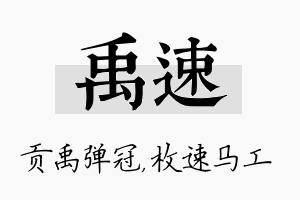 禹速名字的寓意及含义