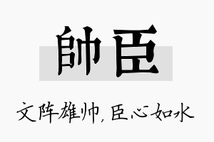 帅臣名字的寓意及含义