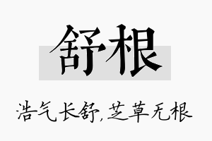 舒根名字的寓意及含义