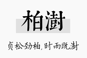 柏澍名字的寓意及含义