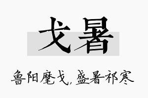 戈暑名字的寓意及含义