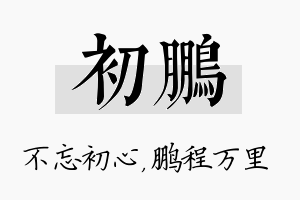 初鹏名字的寓意及含义