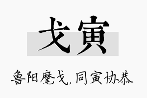 戈寅名字的寓意及含义