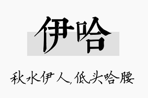 伊哈名字的寓意及含义