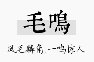 毛鸣名字的寓意及含义