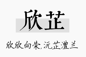 欣芷名字的寓意及含义