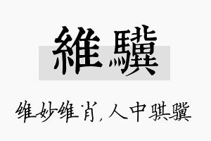 维骥名字的寓意及含义