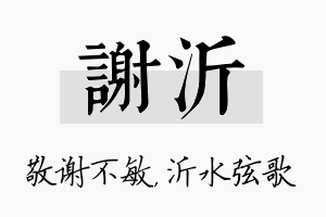 谢沂名字的寓意及含义