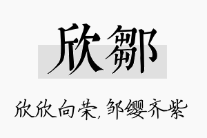 欣邹名字的寓意及含义