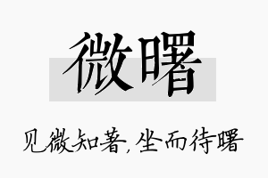 微曙名字的寓意及含义