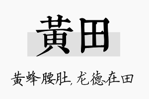 黄田名字的寓意及含义