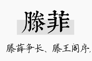 滕菲名字的寓意及含义