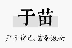 于苗名字的寓意及含义