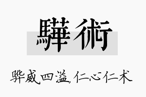 骅术名字的寓意及含义