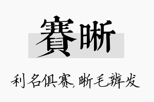 赛晰名字的寓意及含义