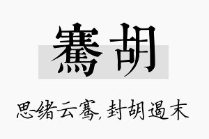 骞胡名字的寓意及含义