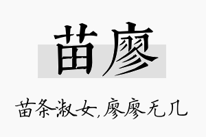 苗廖名字的寓意及含义