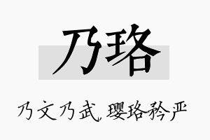 乃珞名字的寓意及含义