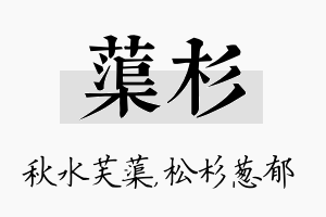 蕖杉名字的寓意及含义