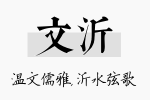 文沂名字的寓意及含义