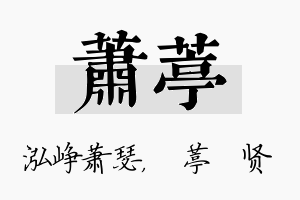 萧葶名字的寓意及含义