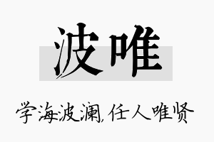 波唯名字的寓意及含义