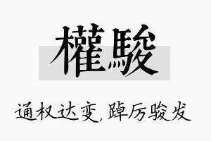 权骏名字的寓意及含义