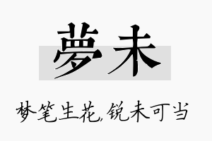 梦未名字的寓意及含义