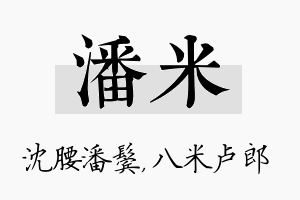 潘米名字的寓意及含义