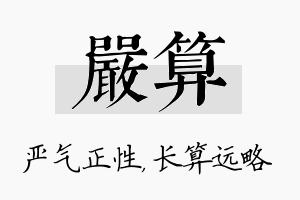 严算名字的寓意及含义